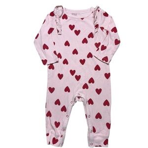 Cat & Jack | Pink Baby Romper with Red Hearts | 6-9M